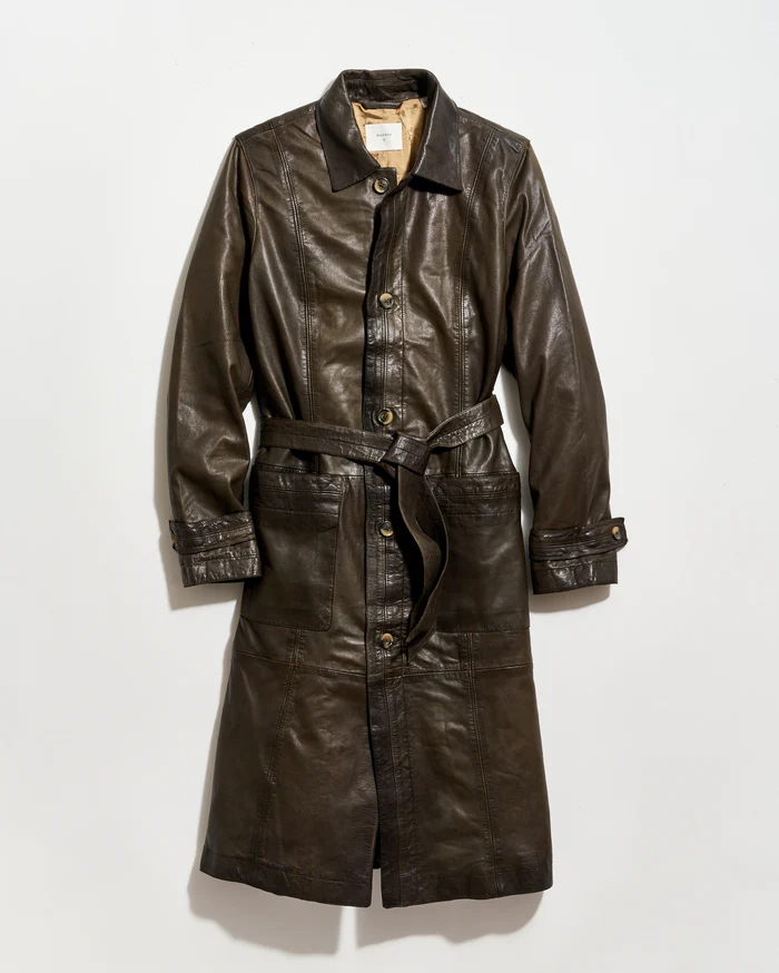 Belted Leather Coat
